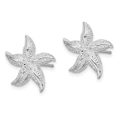 Sterlingsilber De-ani Rhodiniert Poliert Klein Seestern Ohrstecker