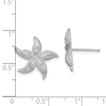 Sterlingsilber De-ani Rhodiniert Poliert Klein Seestern Ohrstecker