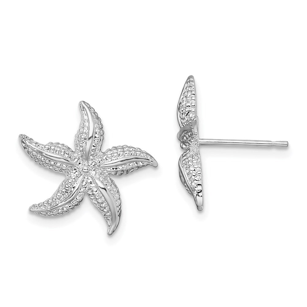 Sterlingsilber De-ani Rhodiniert Poliert Klein Seestern Ohrstecker