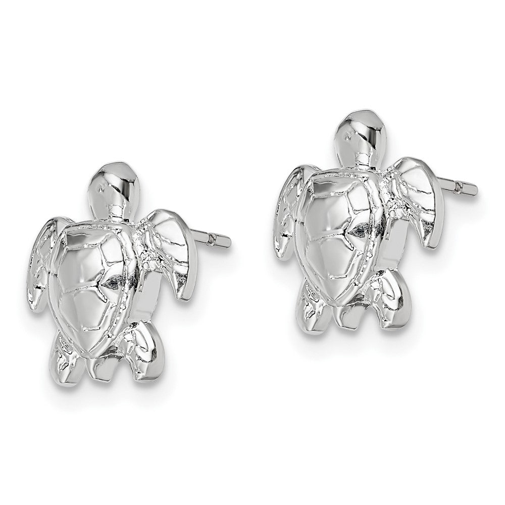 Sterlingsilber De-ani Rhodiniert Poliert Mini Meer Schildkröte Ohrstecker