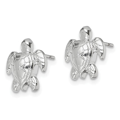 Sterlingsilber De-ani Rhodiniert Poliert Mini Meer Schildkröte Ohrstecker