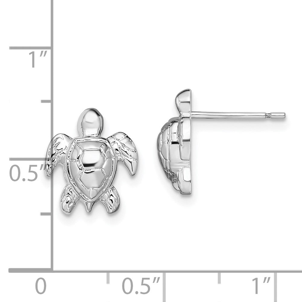 Sterlingsilber De-ani Rhodiniert Poliert Mini Meer Schildkröte Ohrstecker