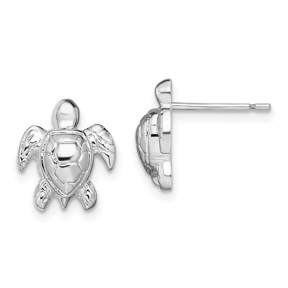 Sterlingsilber De-ani Rhodiniert Poliert Mini Meer Schildkröte Ohrstecker