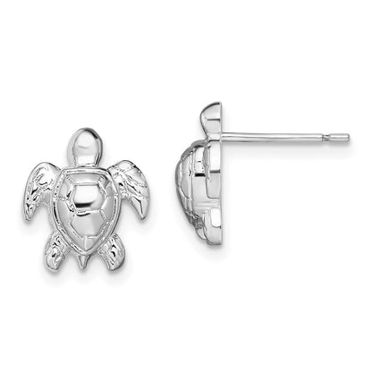 Sterlingsilber De-ani Rhodiniert Poliert Mini Meer Schildkröte Ohrstecker