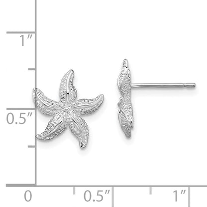 Sterlingsilber De-ani Rhodiniert Poliert Seestern Ohrstecker
