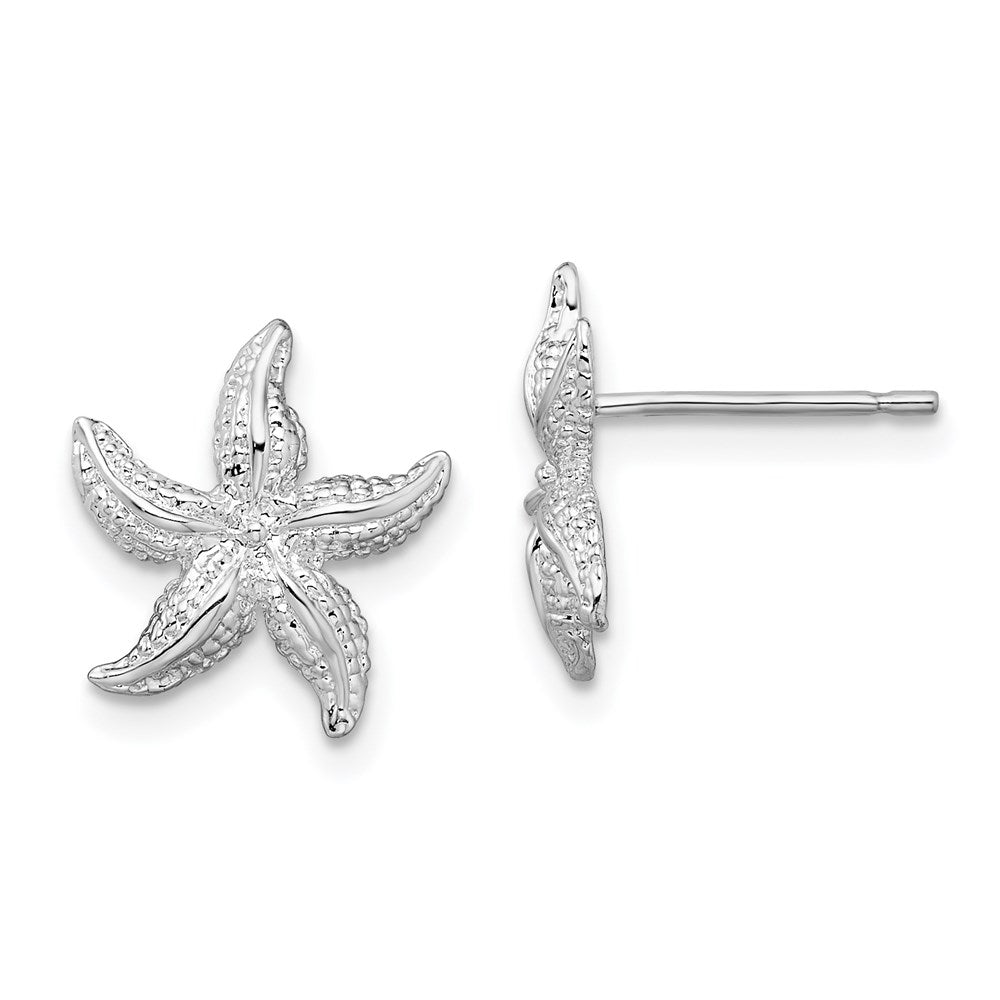 Sterlingsilber De-ani Rhodiniert Poliert Seestern Ohrstecker