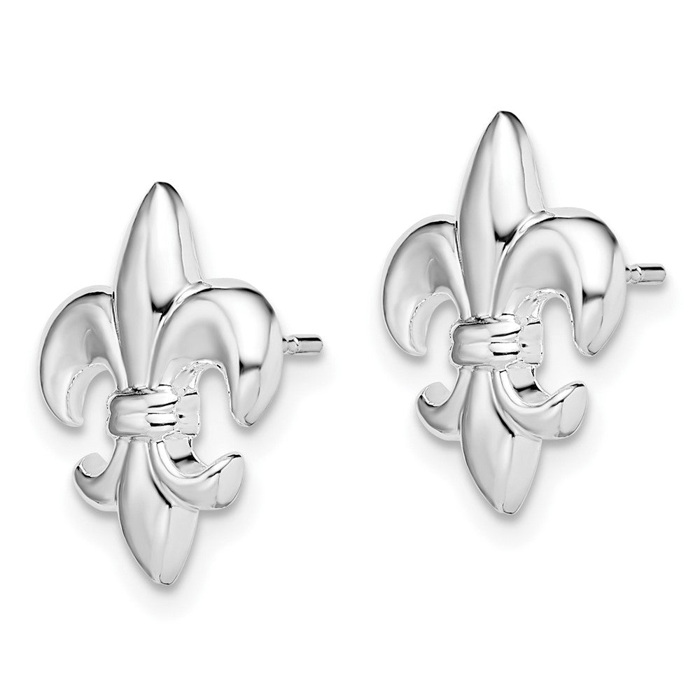 Sterlingsilber De-ani Rhodiniert Poliert Klein Fleur De Lis Ohrstecker