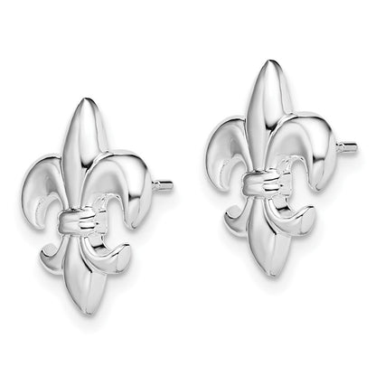 Sterlingsilber De-ani Rhodiniert Poliert Klein Fleur De Lis Ohrstecker