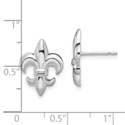 Sterlingsilber De-ani Rhodiniert Poliert Klein Fleur De Lis Ohrstecker