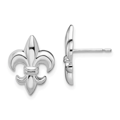 Sterlingsilber De-ani Rhodiniert Poliert Klein Fleur De Lis Ohrstecker