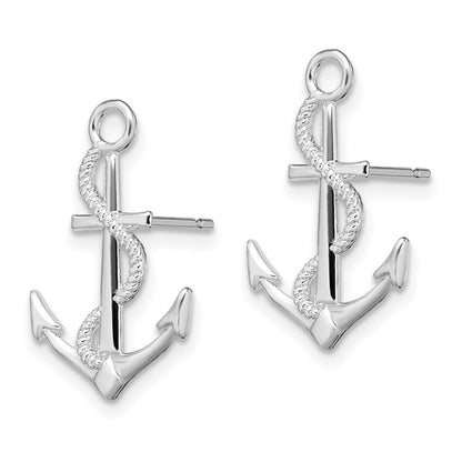 Sterlingsilber De-ani Rhodiniert Poliert Anker mit Kordel Ohrstecker