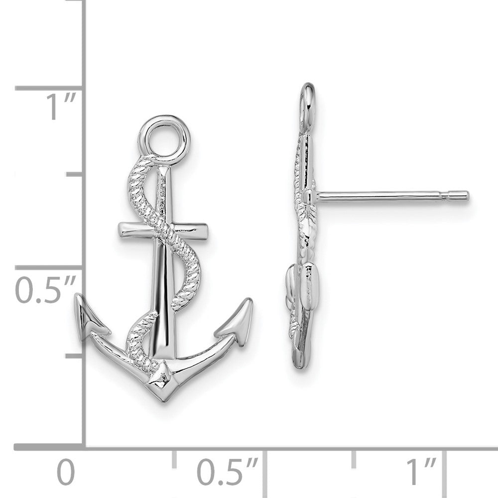Sterlingsilber De-ani Rhodiniert Poliert Anker mit Kordel Ohrstecker