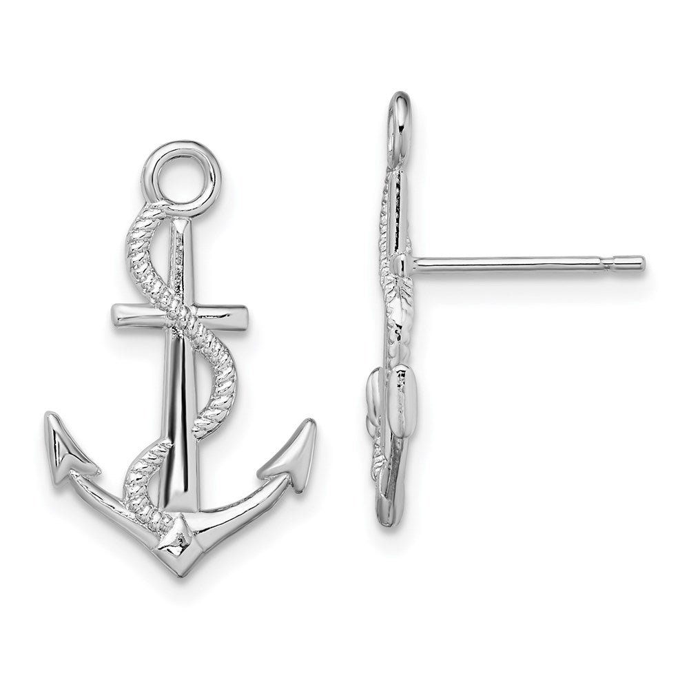 Sterlingsilber De-ani Rhodiniert Poliert Anker mit Kordel Ohrstecker