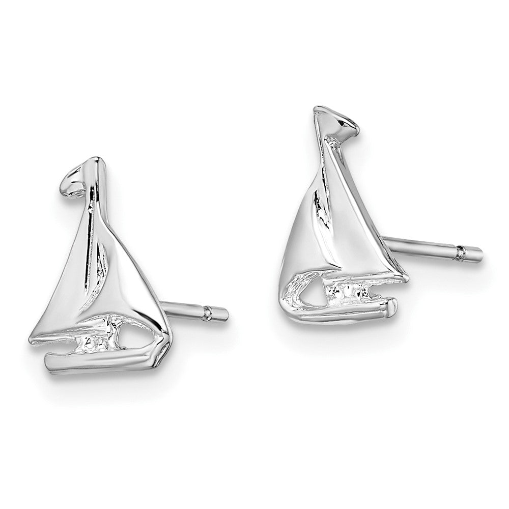 Sterlingsilber De-ani Rhodiniert Poliert Mini Segelboot Ohrstecker