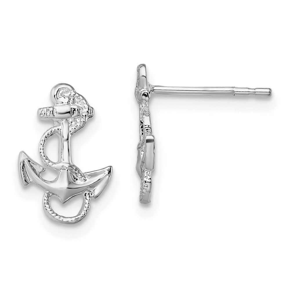 Sterlingsilber De-ani Rhodiniert Poliert Anker mit Kordel Ohrstecker