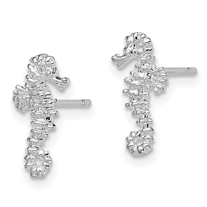 Sterlingsilber De-ani Rhodiniert Poliert Mini Seepferdchen Ohrstecker