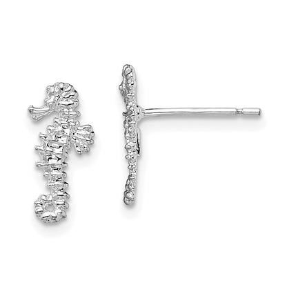 Sterlingsilber De-ani Rhodiniert Poliert Mini Seepferdchen Ohrstecker