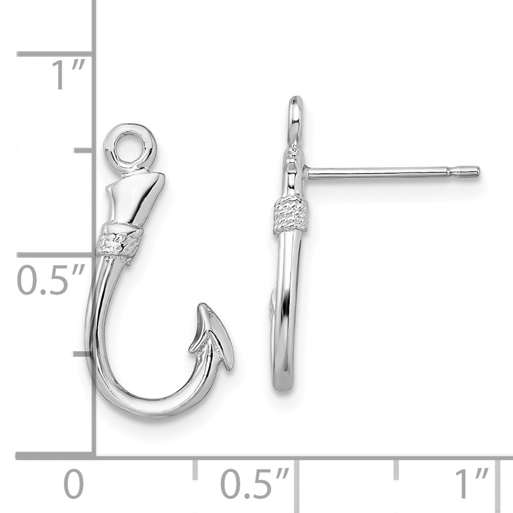 Sterlingsilber De-ani Rhodiniert Poliert Fisch Haken Ohrstecker