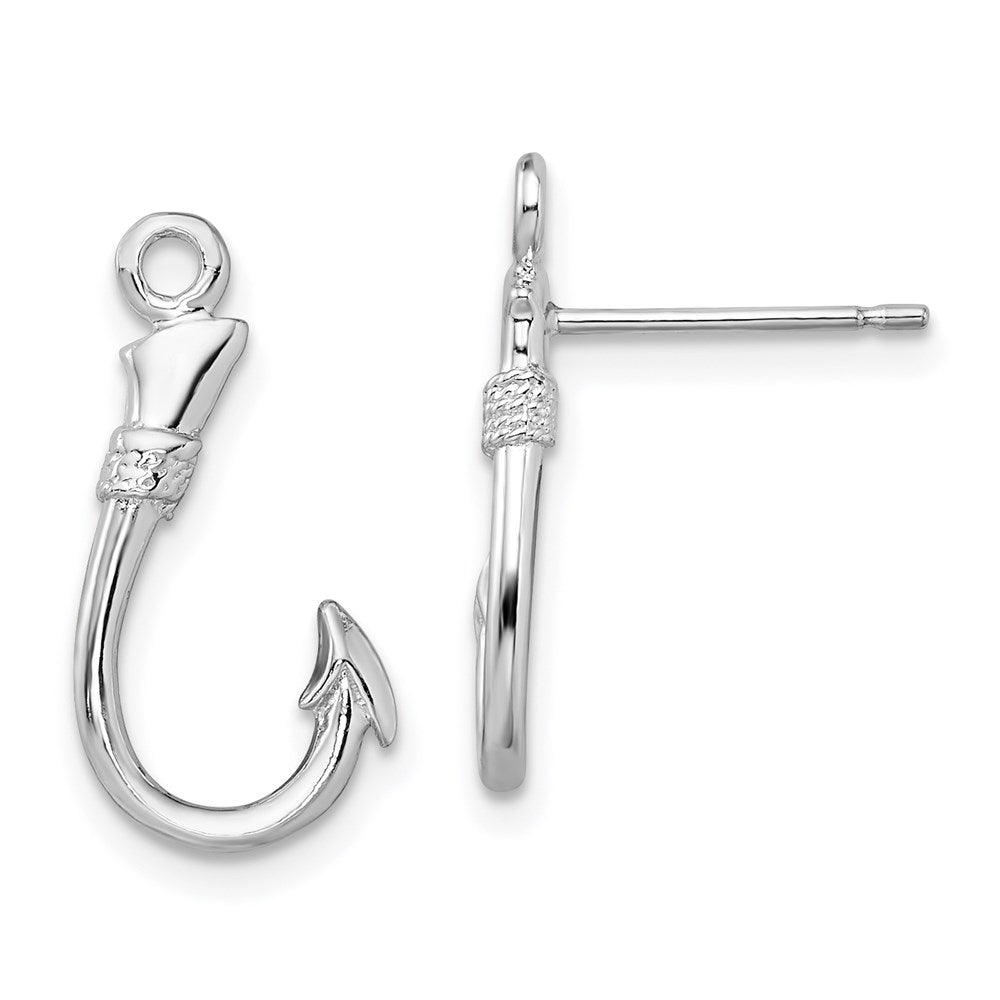 Sterlingsilber De-ani Rhodiniert Poliert Fisch Haken Ohrstecker