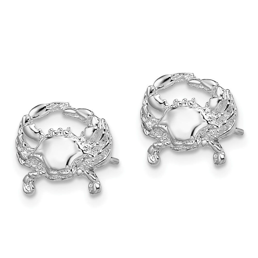 Sterlingsilber De-ani Rhodiniert Poliert Klein Blau Krabbe Ohrstecker