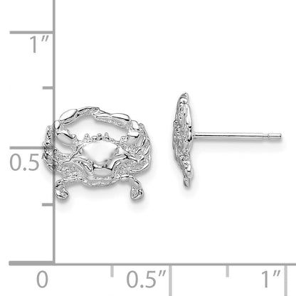 Sterlingsilber De-ani Rhodiniert Poliert Klein Blau Krabbe Ohrstecker