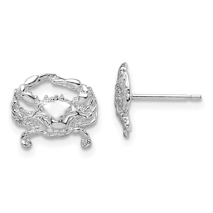 Sterlingsilber De-ani Rhodiniert Poliert Klein Blau Krabbe Ohrstecker