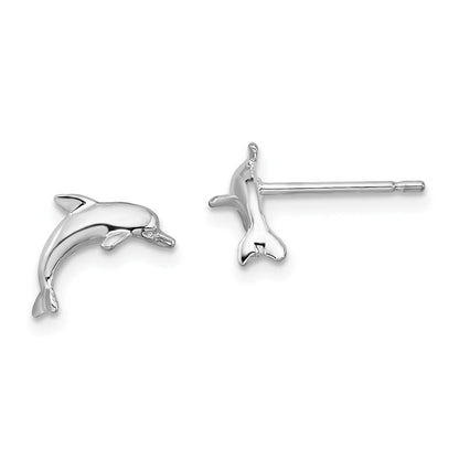 Sterlingsilber De-ani Rhodiniert Poliert Delfin Ohrstecker