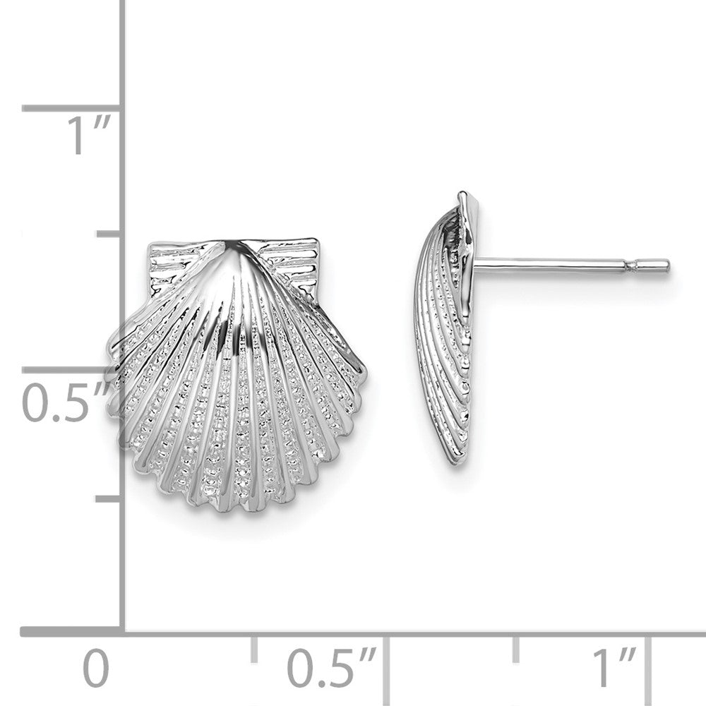 Sterlingsilber De-ani Rhodiniert Poliert Muschel Ohrstecker