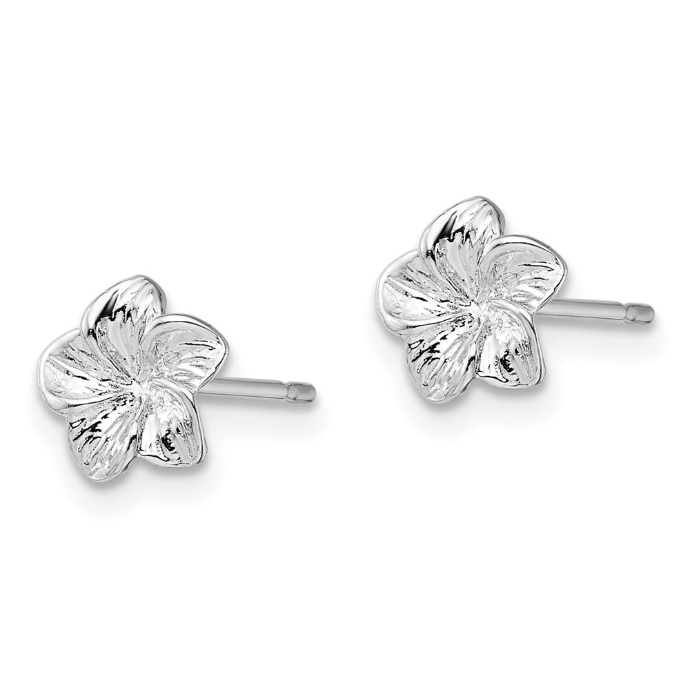 Sterlingsilber De-ani Rhodiniert Poliert Plumeria Blume Ohrstecker