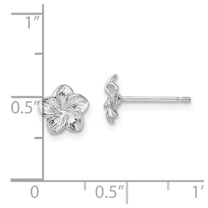 Sterlingsilber De-ani Rhodiniert Poliert Plumeria Blume Ohrstecker