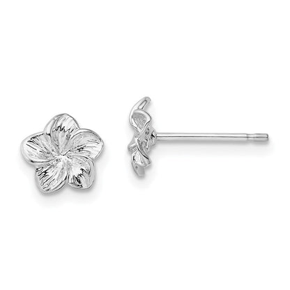 Sterlingsilber De-ani Rhodiniert Poliert Plumeria Blume Ohrstecker