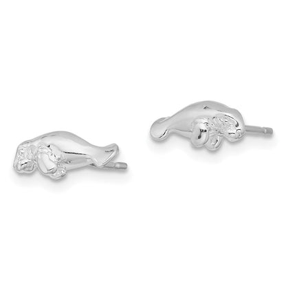 Sterlingsilber De-ani Rhodiniert Poliert Mini Manatee Ohrstecker