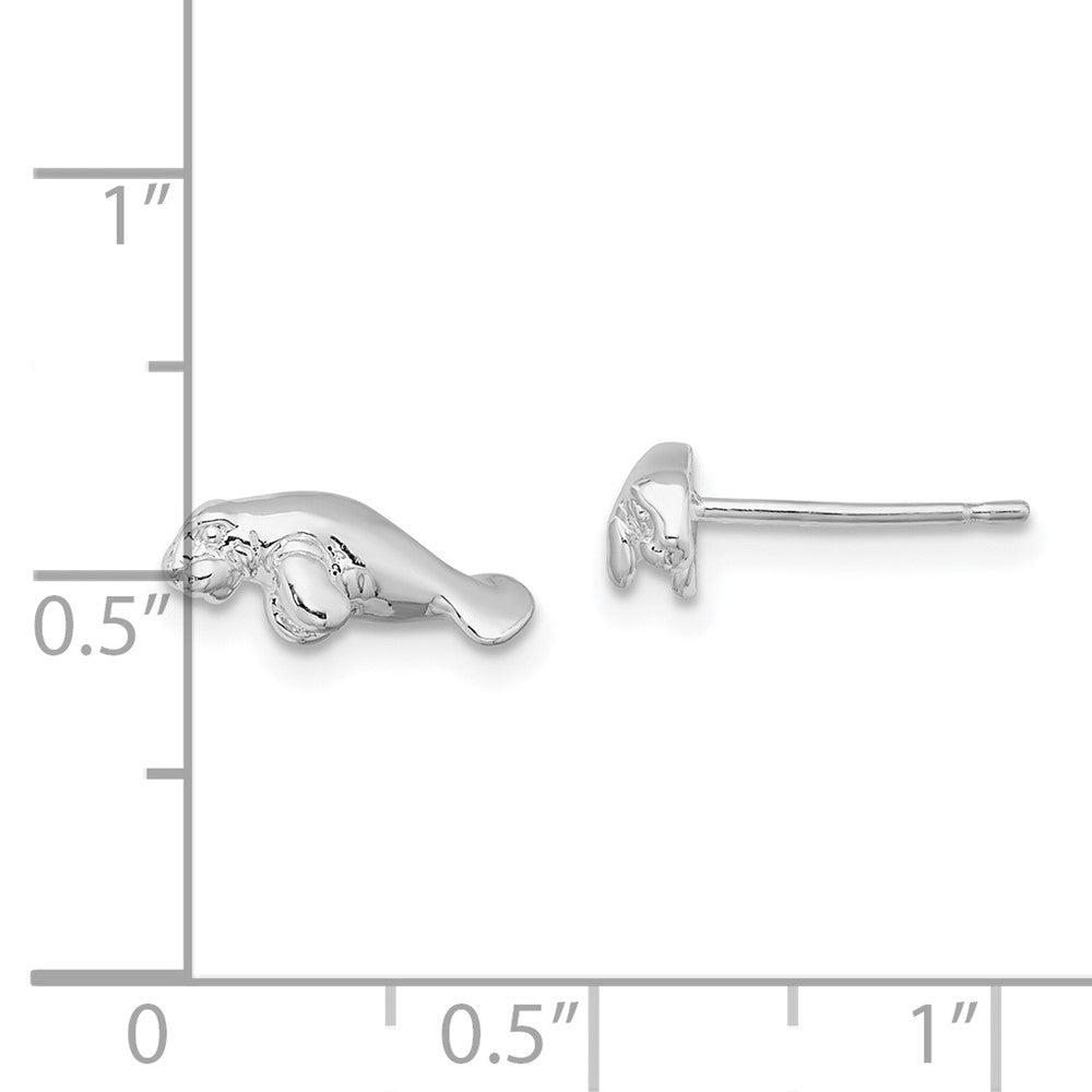 Sterlingsilber De-ani Rhodiniert Poliert Mini Manatee Ohrstecker