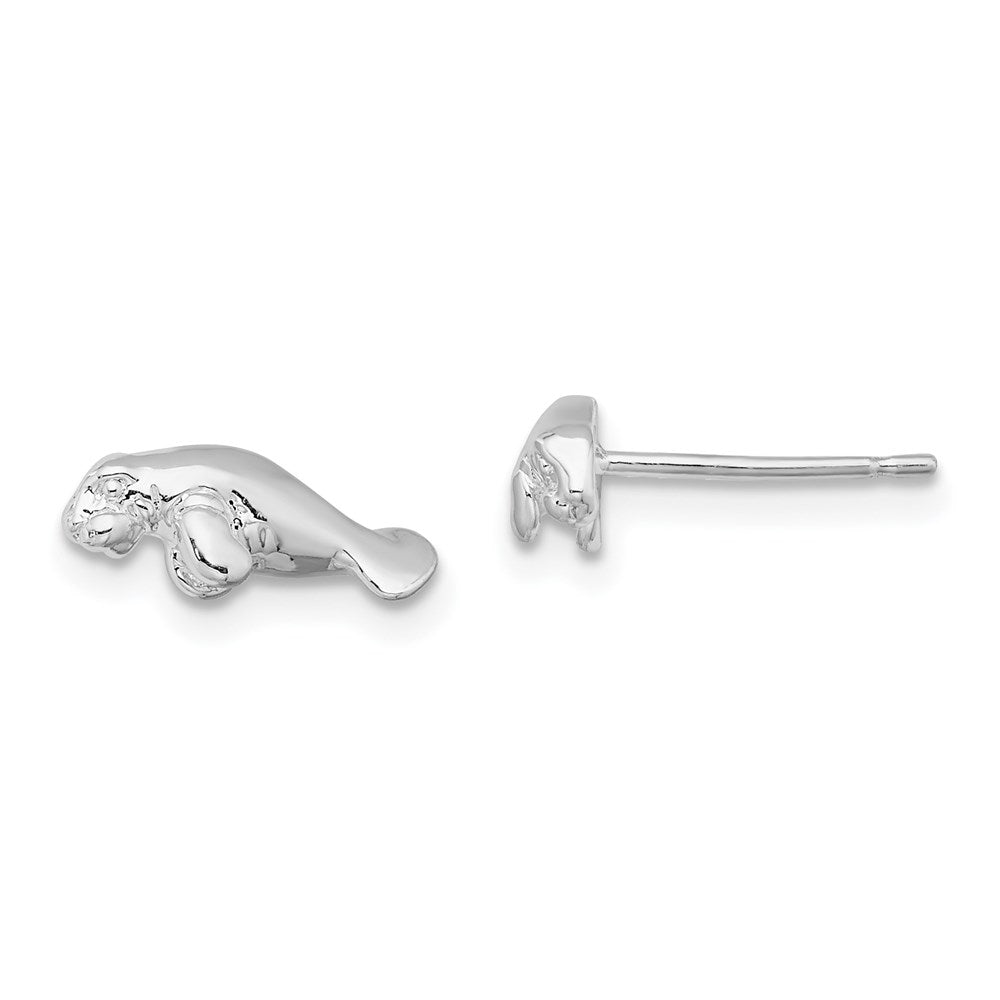 Sterlingsilber De-ani Rhodiniert Poliert Mini Manatee Ohrstecker