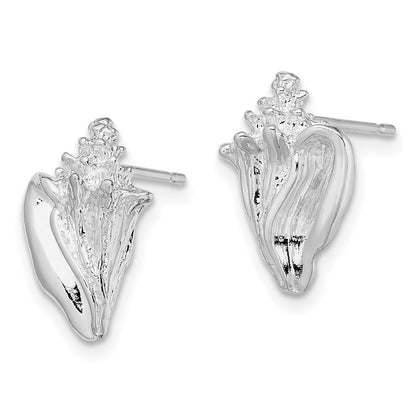 Sterlingsilber De-ani Rhodiniert Poliert Conch Muschel Ohrstecker