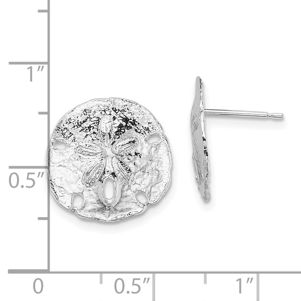 Sterlingsilber De-ani Rhodiniert Poliert Sand Dollar Ohrstecker