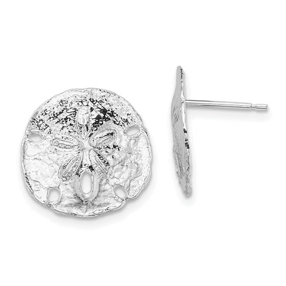 Sterlingsilber De-ani Rhodiniert Poliert Sand Dollar Ohrstecker