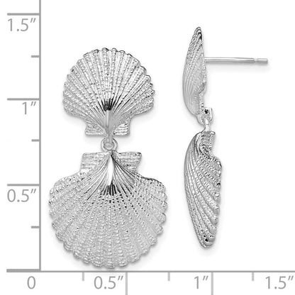 Sterlingsilber De-ani Rhodiniert Poliert Doppelt Muschel Hängend Ohrstecker