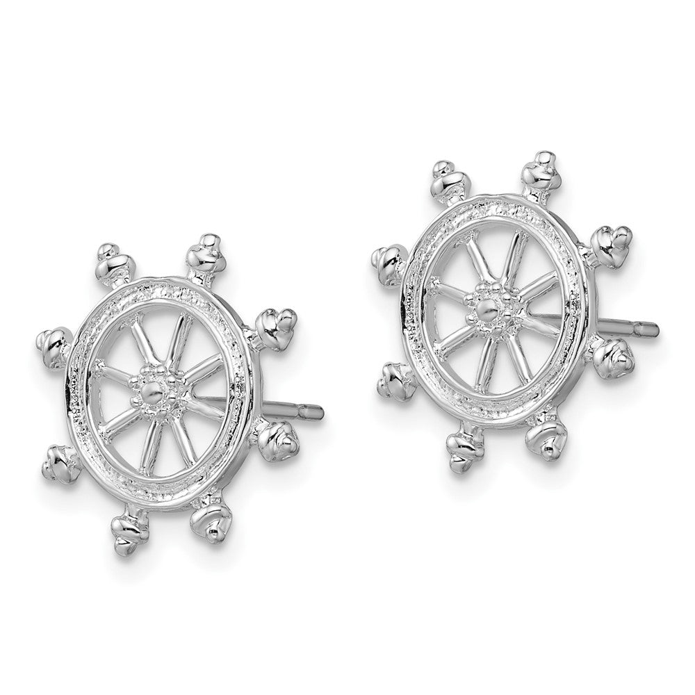 Sterlingsilber De-ani Rhodiniert Poliert Ships Rad Ohrstecker