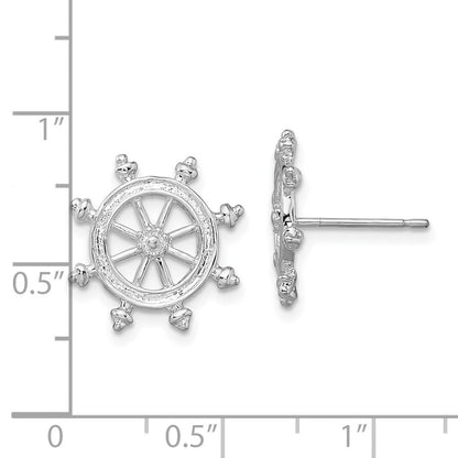 Sterlingsilber De-ani Rhodiniert Poliert Ships Rad Ohrstecker