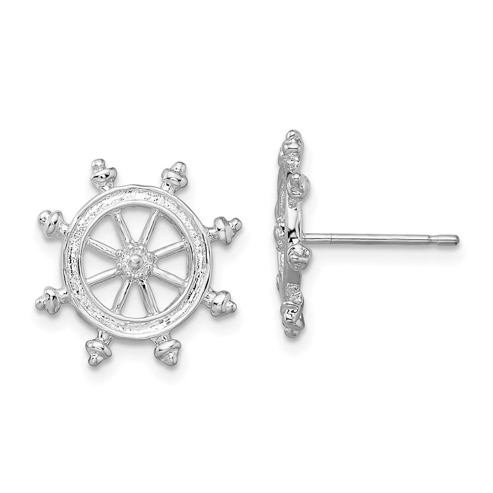 Sterlingsilber De-ani Rhodiniert Poliert Ships Rad Ohrstecker