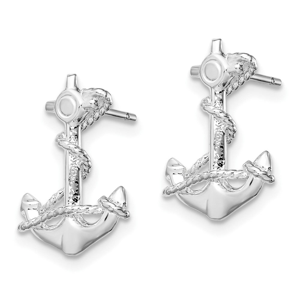 Sterlingsilber De-ani Rhodiniert Poliert Anker mit Kordel Ohrstecker