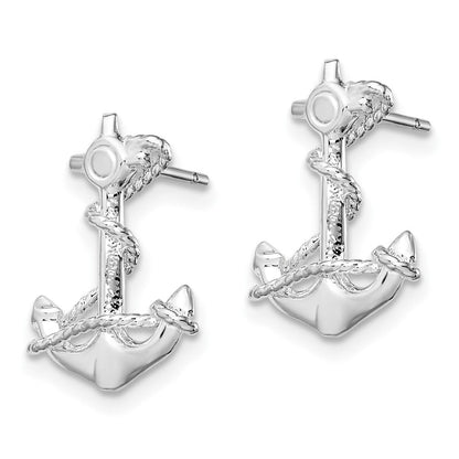 Sterlingsilber De-ani Rhodiniert Poliert Anker mit Kordel Ohrstecker
