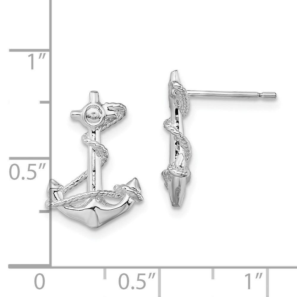 Sterlingsilber De-ani Rhodiniert Poliert Anker mit Kordel Ohrstecker