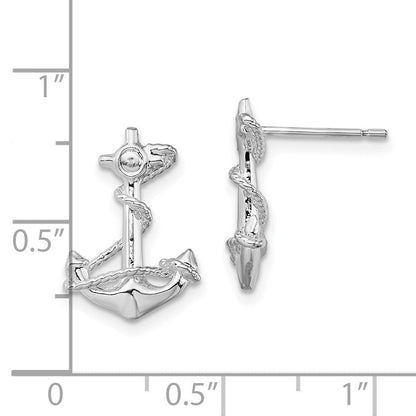 Sterlingsilber De-ani Rhodiniert Poliert Anker mit Kordel Ohrstecker