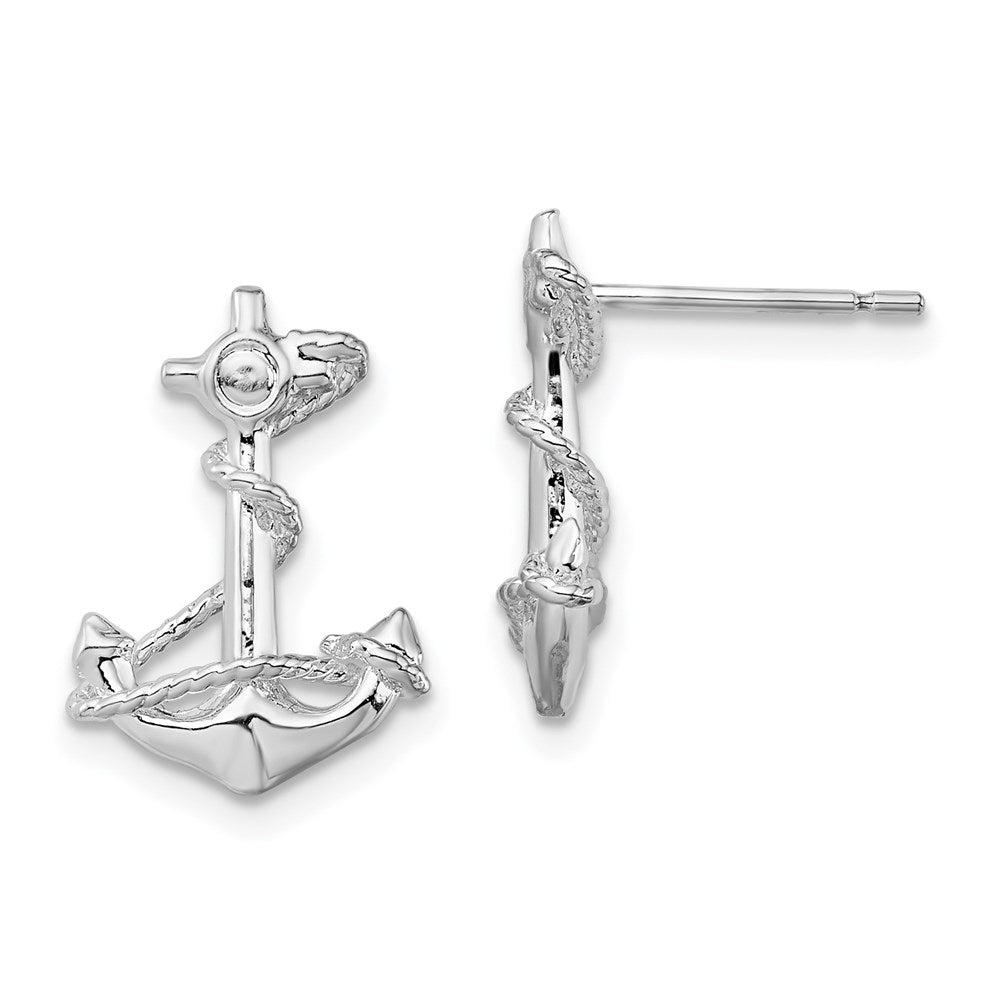Sterlingsilber De-ani Rhodiniert Poliert Anker mit Kordel Ohrstecker