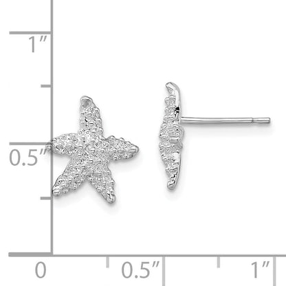 Sterlingsilber De-ani Rhodiniert Poliert Seestern Ohrstecker