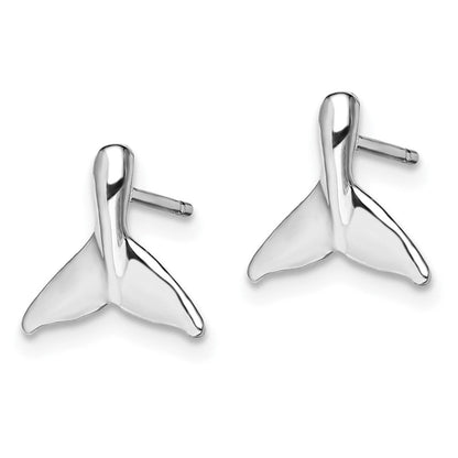 Sterlingsilber De-ani Rhodiniert Poliert Mini Wal Schwanz Ohrstecker