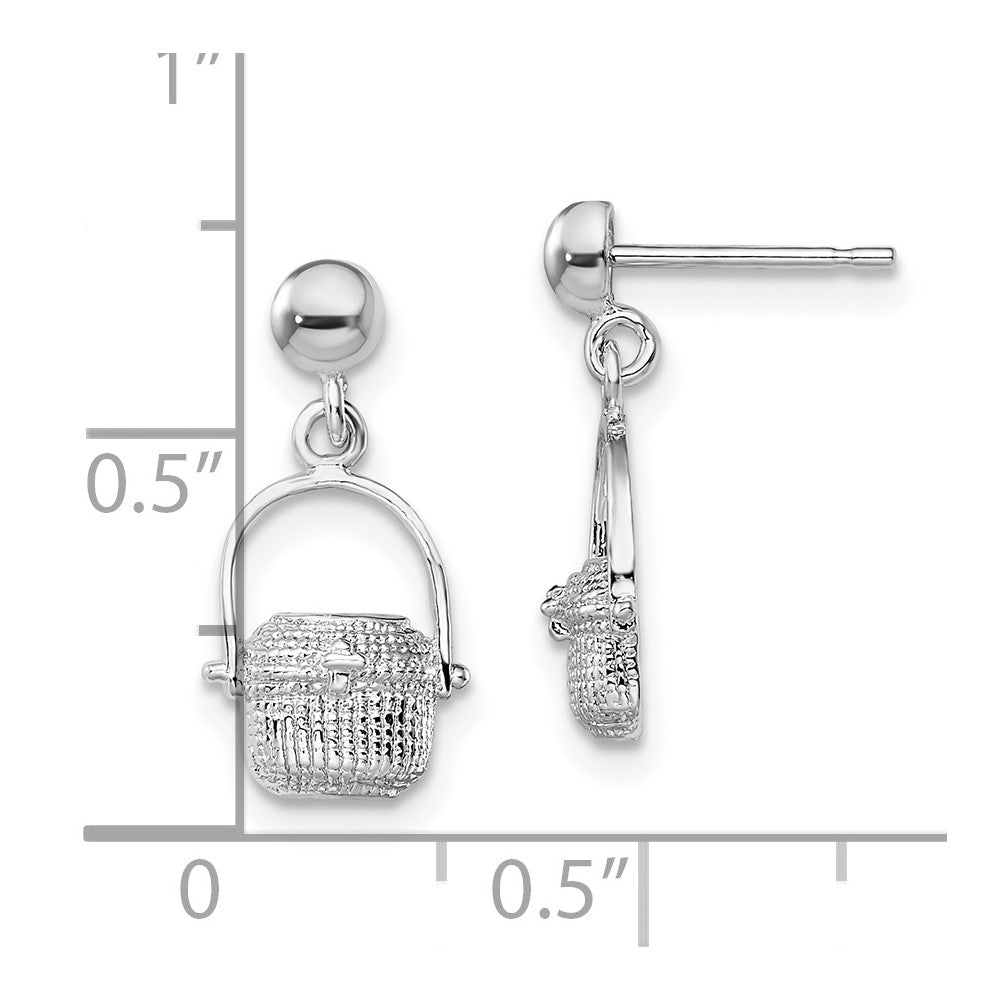 Sterlingsilber De-ani Rhodiniert Poliert Nantucket Korb Ohrstecker