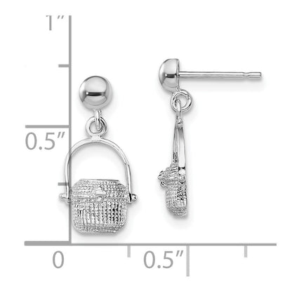 Sterlingsilber De-ani Rhodiniert Poliert Nantucket Korb Ohrstecker